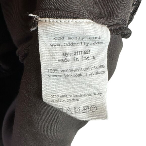 Odd Molly Embroidered Brown Satin Tank Top Size 1/Small - Picture 6 of 6